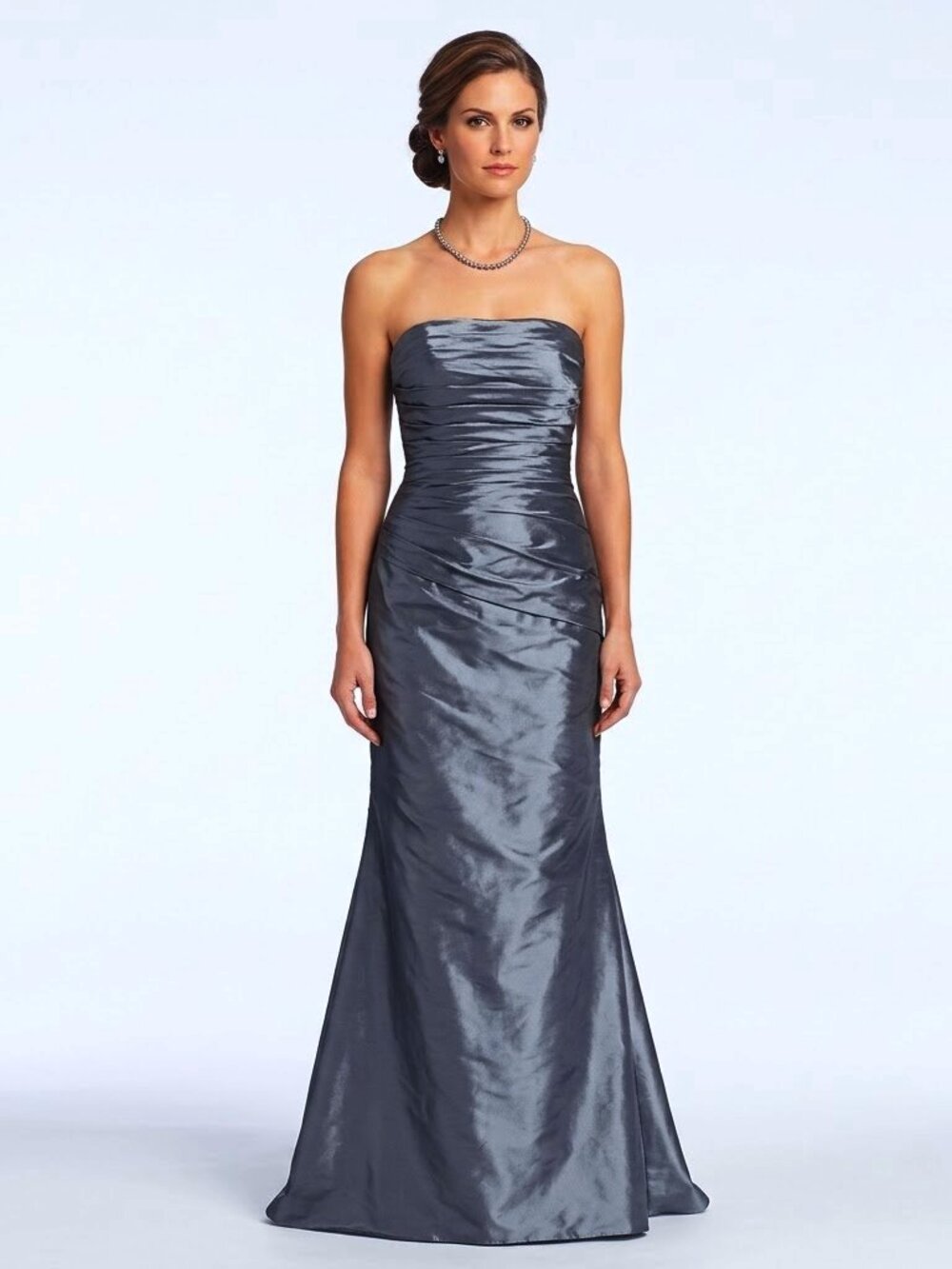 JS Collections Iridescent Wedgewood Blue Taffeta Strapless Red Carpet Gown-Sz. 8
